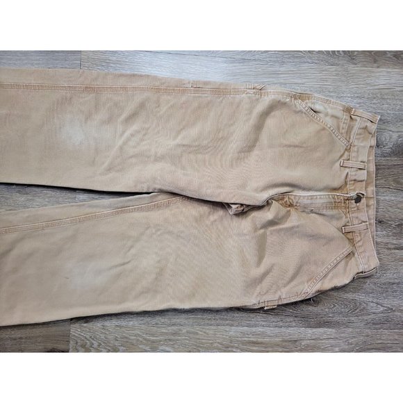 Carhartt Men 30/32 Tan Denim Work Pant Heavy Weight Pocket Canvas Carpenter - Picture 3 of 8